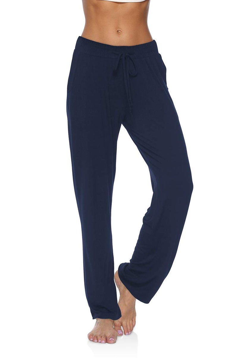 DIBAOLONG Womens Yoga Pants Wide Leg Comfy Drawstring Loose Straight Lounge Running Workout Legging Navy XL - Image 2